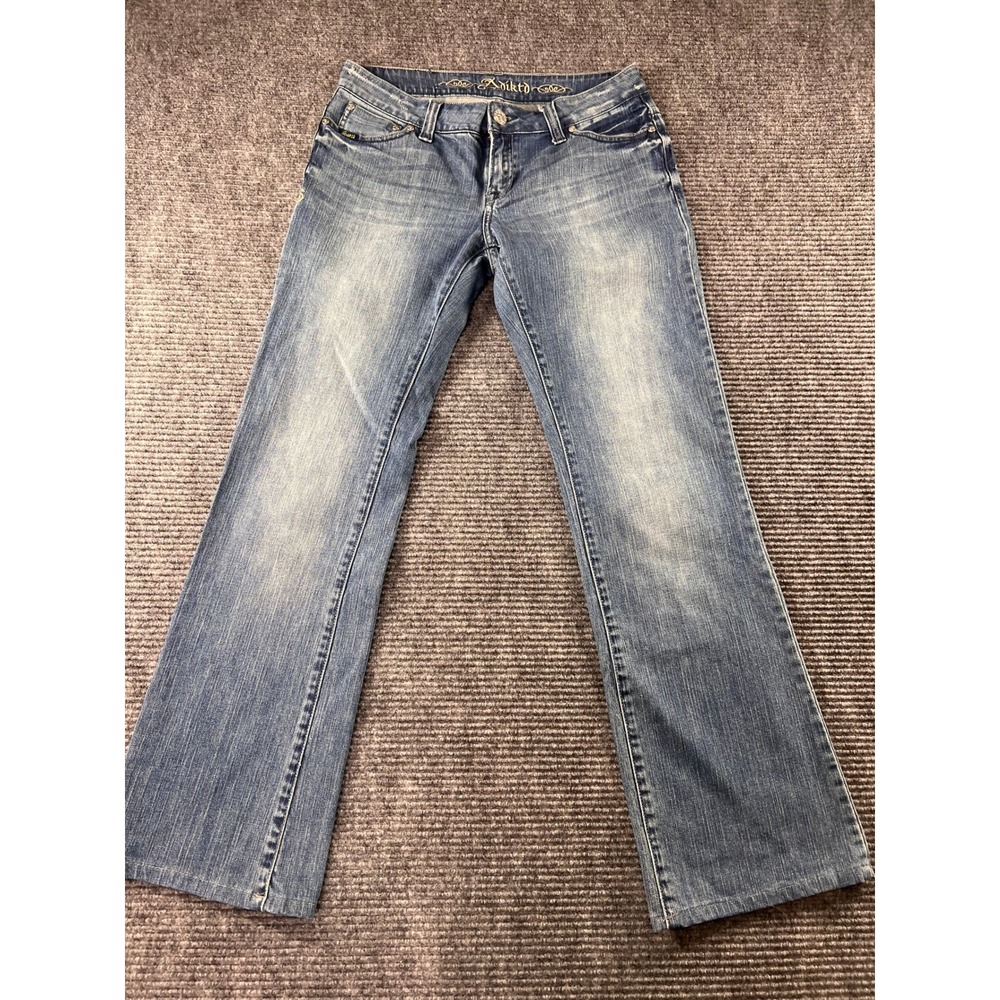 Adiktd Trademark Denim Jeans Womens 30 Bootcut Blue Cross Back Pocket Low Rise